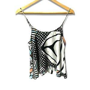Vestique cool multicolored print flowy crop tank top #A70
